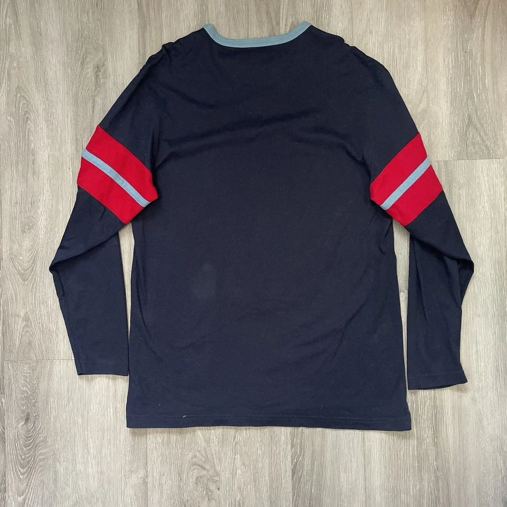 Vtg Chaps Ralph Lauren Shirt Mens L  Stripe Long Sleeve Rugby Navy Red Blue
